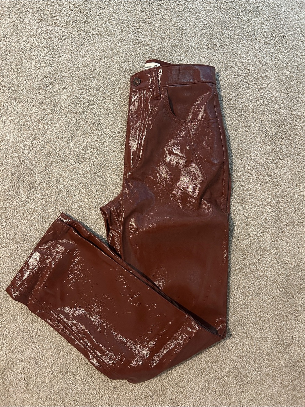 Abercrombie & Fitch Glossy Rust Brown Wide Leg Pants